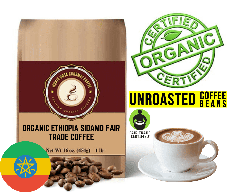 Organic Ethiopia Sidamo Fair Trade Coffee - Green/Unroasted
